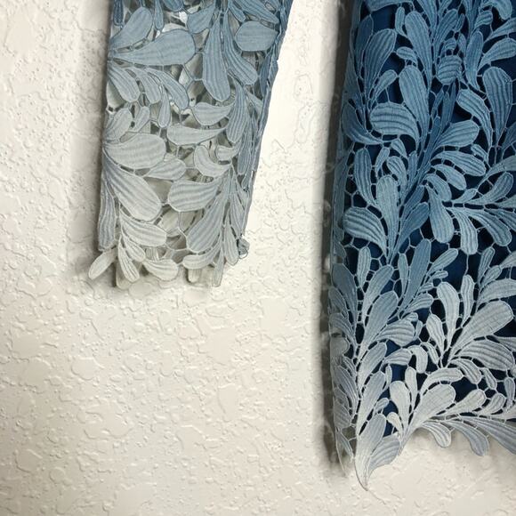 Adelyn Rae teal blue white ombre lace overlay eyelet trim romper size Small - Picture 8 of 13